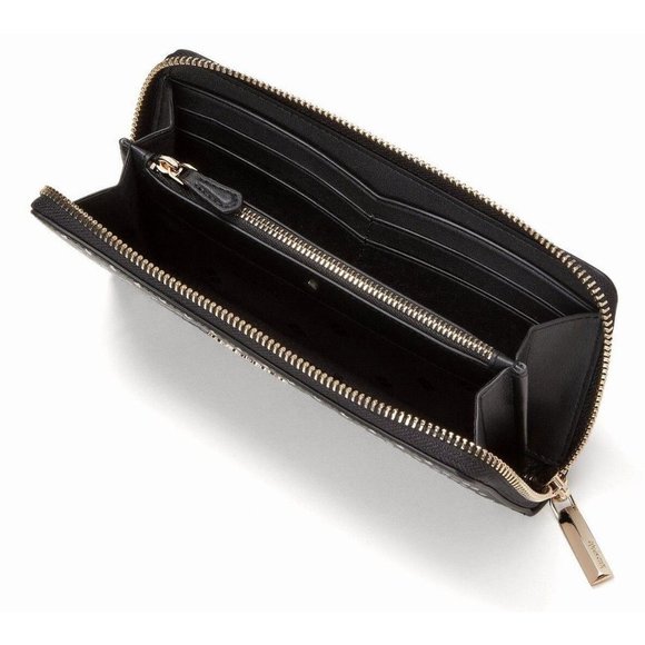 New Kate Spade Spencer Metallic Dot Slim Continental Wallet Black Multi - Picture 3 of 3